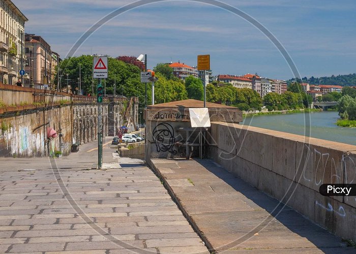 Murazzi del Po Image of Turin, Italy - June 20, 2014: Murazzi Del Po Riverside ... photo