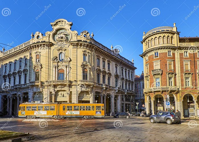 piazza solferino A Tram Crossing the Piazza Solferino Square. Turin, Piedmont ... photo