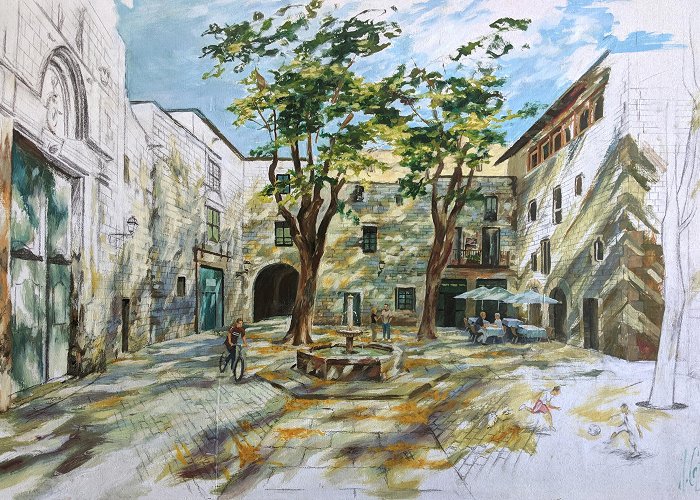 Sant Felip Neri Square City paintings. Pictures for living room. Plaza de Sant Felip Neri ... photo